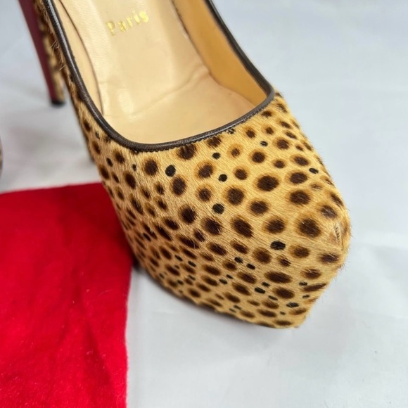 CHRISTIAN LOUBOUTIN Daffodil 160 brown pony jungle cheetah print platform - Picture 5 of 15
